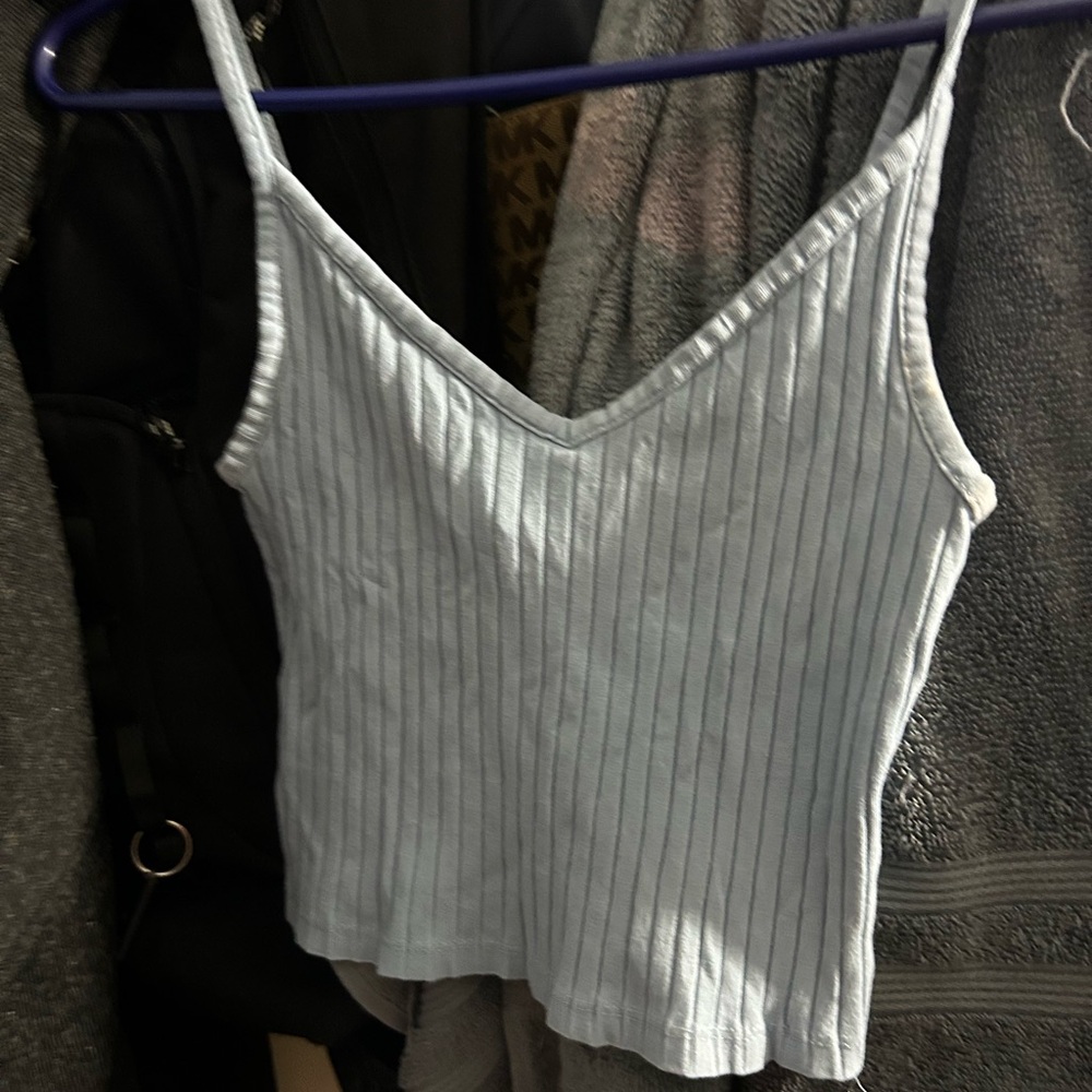 Divided Light Blue Striped Camisole